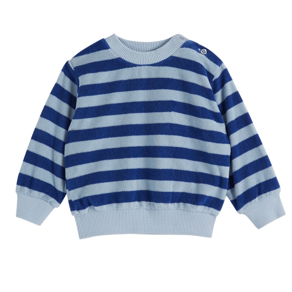 NEW / Emile et Ida Striped Eponge Sweatshirt / Blue Stripe 3m